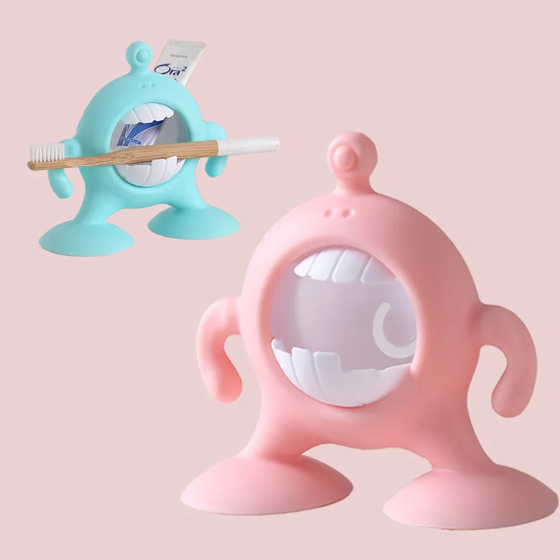 Мультяшный настенный держатель для зубных щеток ванной комнаты силиконовый на