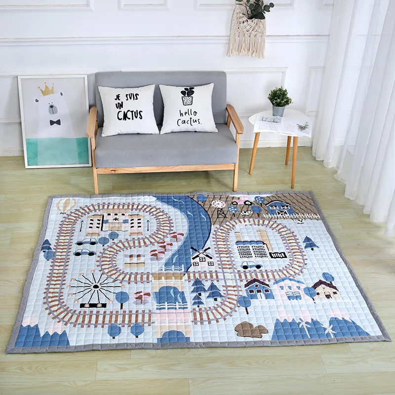 

2020 new baby Home carpet 150*200cm big size playmat Antiskip kids room carpet living room mat cartoon floor rug boys city road