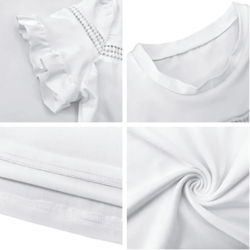 Женская футболка с рюшами Vadim элегантная уличная коротким рукавом для фитнеса