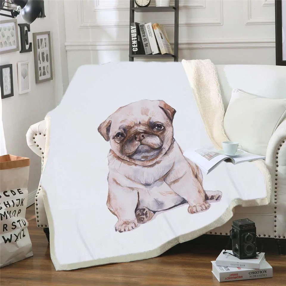 Прекрасный щенок подстежка на искусственном меху Флисовое одеяло супер мягкий