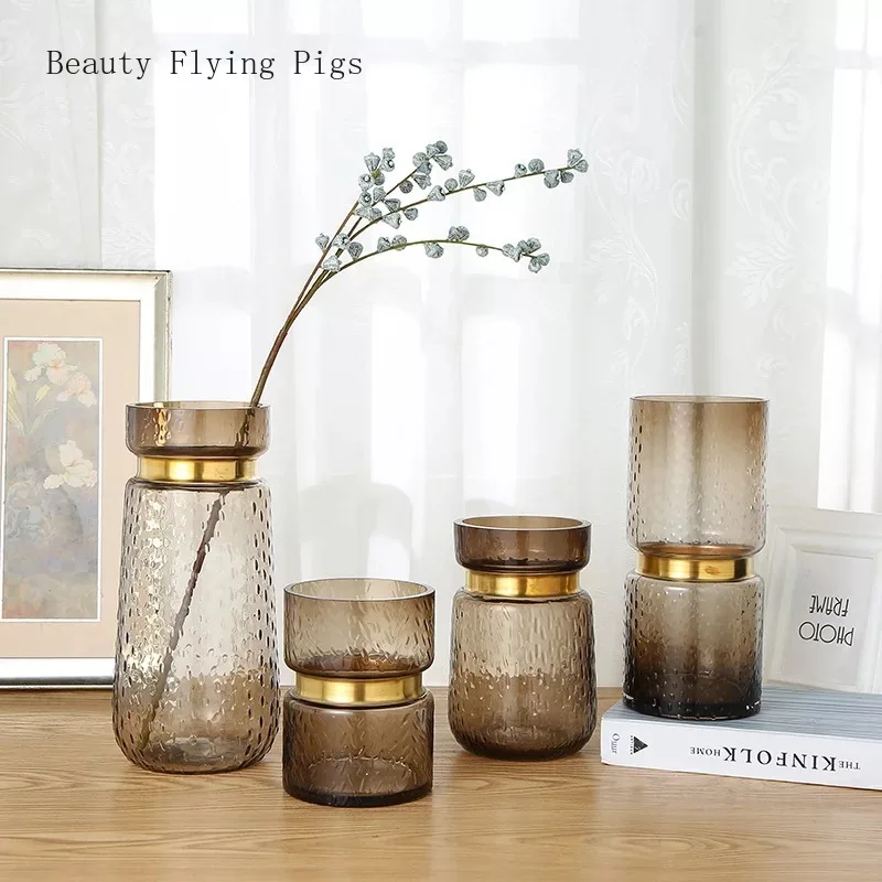 Прямая продажа светильник Роскошная синяя ваза с цветочной текстурой стеклянная