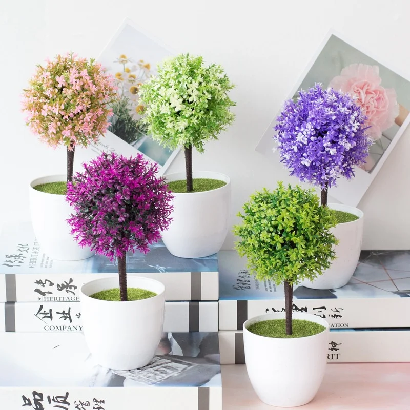 

Artificial Plants Bonsai Small Tree Pot Plants Fake Flowers Potted Ornaments for Decoration home party Hotel Garden 1pc