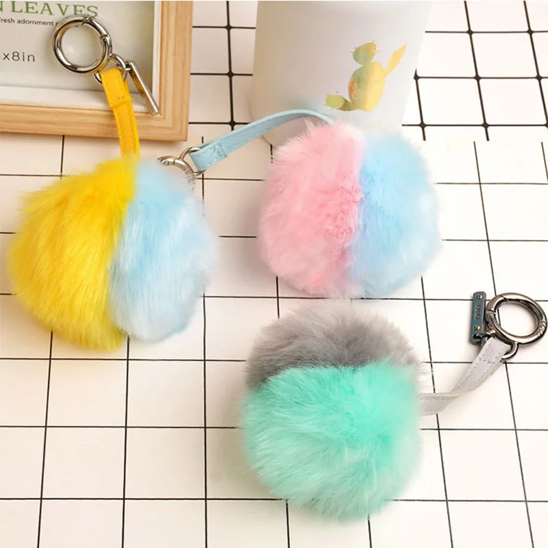 Новинка 2020 брелок с помпоном милый двухцветный шарик из искусственного