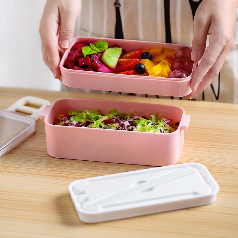 2 Слои Ланч-бокс для микроволновки японский дерева Bento Box Для Детский пищевой