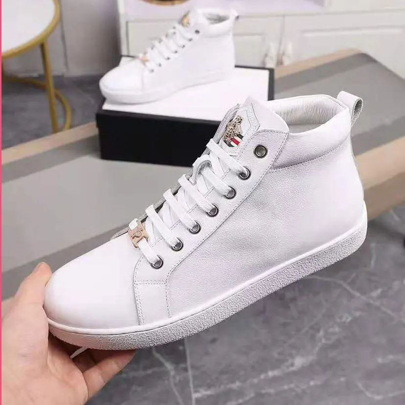 

New Autumn Winter Men's High-Top Sneakers High Quality Genuine Leather Shoes For Male Korean Casual Lace-up Boots