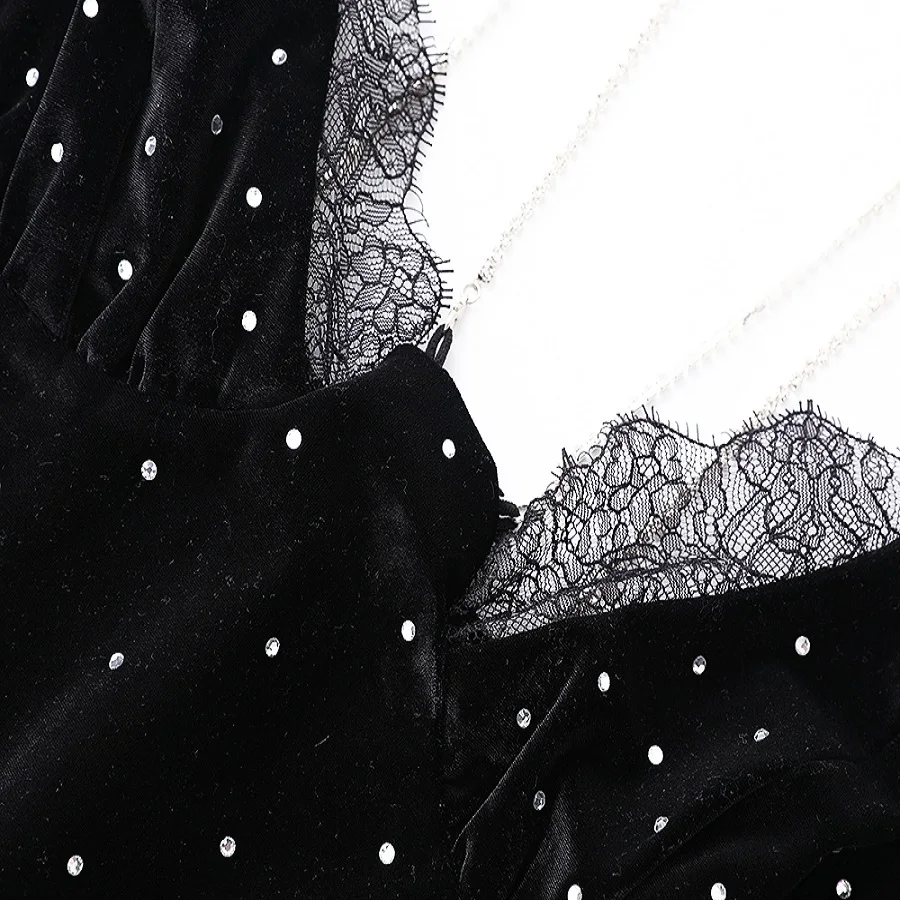 Summer women's velvet lace diamond suspenders sexy cropped shoulders double shoulder vest 2021 tights strapless tops T-shirts XL