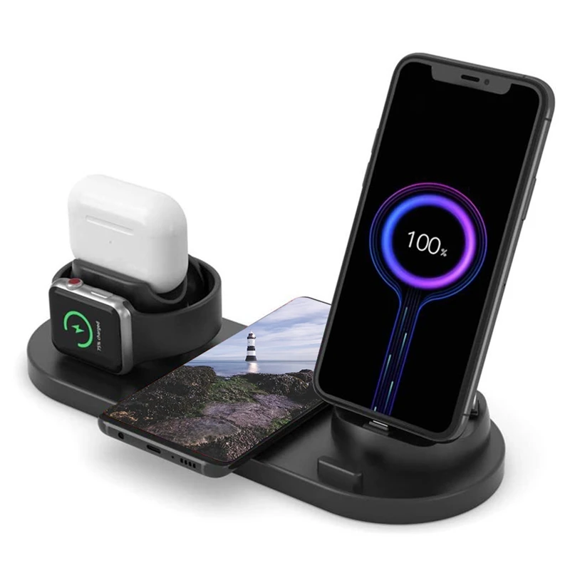 Беспроводное зарядное устройство 4 в 1 беспроводная зарядная док-станция для Apple