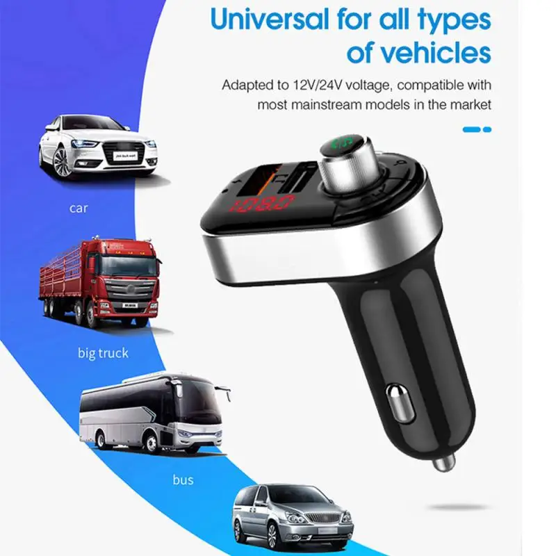 Автомобильный FM передатчик с 2 USB портами Bluetooth 5 0| |