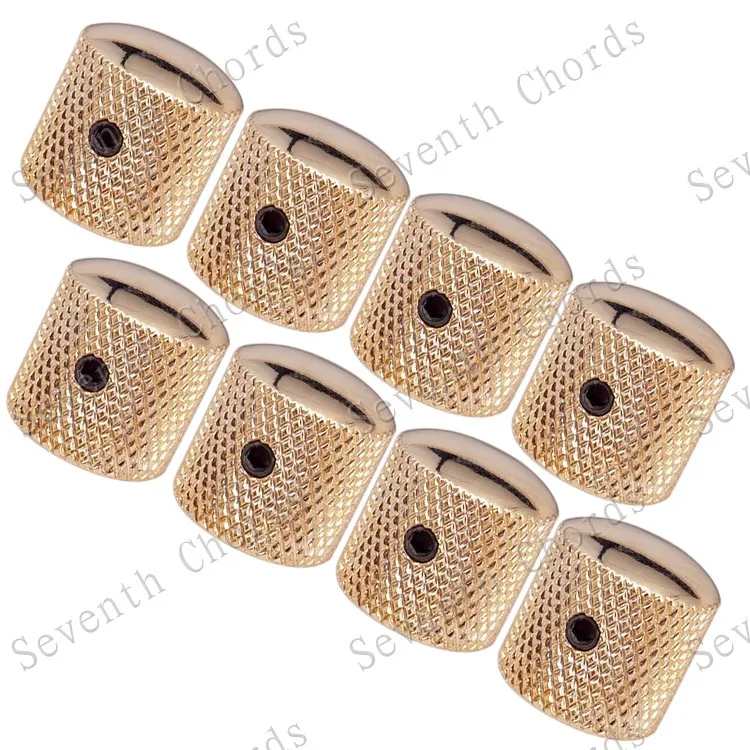 8 pcs metall gerändelt barrel dome elektrische bass gitarre tone volume control knöpfe mit hexa schraube lock typ chrom schwarz gold free gl