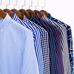 Мужская рубашка в клетку CARANFIER, весенне-осенняя Однотонная рубашка с длинным рукавом, твил, деловые мужские рубашки в полоску