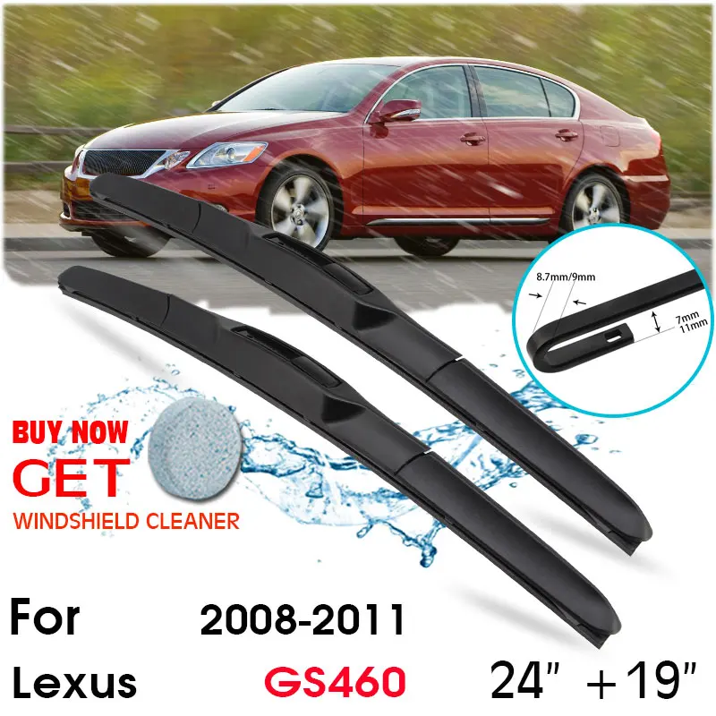 

Car Wiper Blade Front Window Windshield Rubber Silicon Refill Wipers For Lexus GS460 2008-2011 LHD/RHD 24"+19" Car Accessories