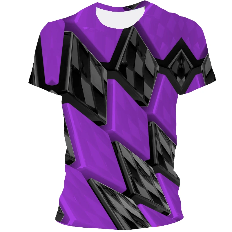 

2021 Men's New 3D Printing Square Tshirts Novelty Trend Colorful t-shirt Men's Fashion Contrasting Color Short Sleeve T-shirt