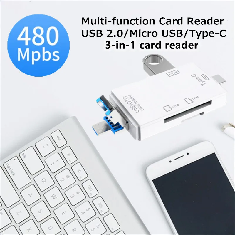 

Classic 6-in-1 multifunctional high-speed laptop mobile phone Type-C USB micro USB OTG card reader computer expansion connector