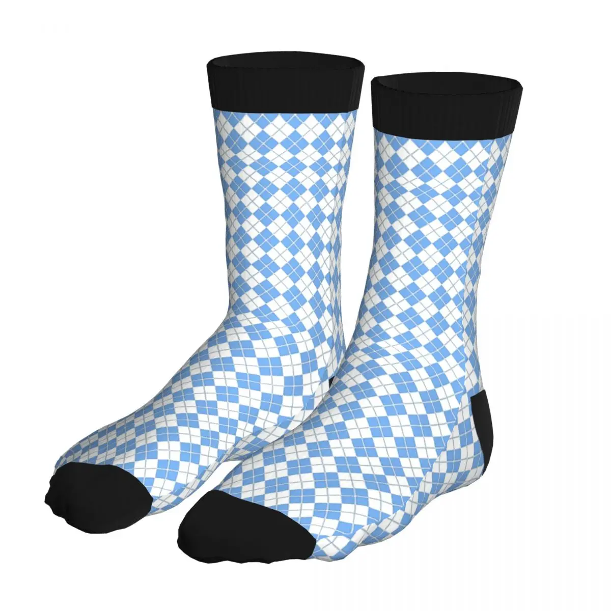 

Men's Carolina Argyle Thick Contrast Color Socks 90% Polyester Clothes Winter Sports Basketball Middle Tube Socks Gift Socks