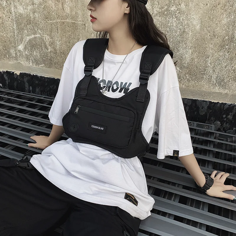 

Fashionable Multifunctional Outer Chest Bag Solid Tactical Tool Bag Sundries Bag Light Function Wind Vest Bag Cross Shoulder Bag