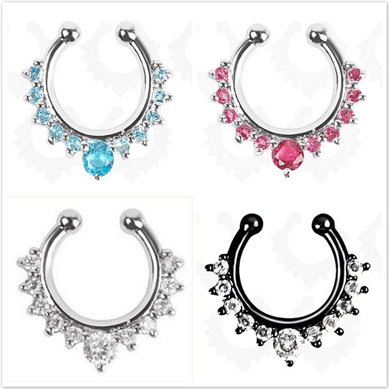 Новый сплав кольцо для носа Имитация пирсинга пирсинг Септум кликер с цифрами