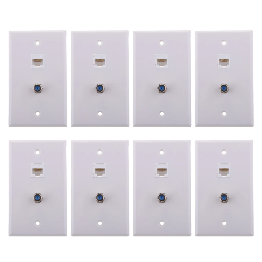 8x коаксиальный F разъем сеть Ethernet RJ45 настенная пластина розетка|Компьютерные