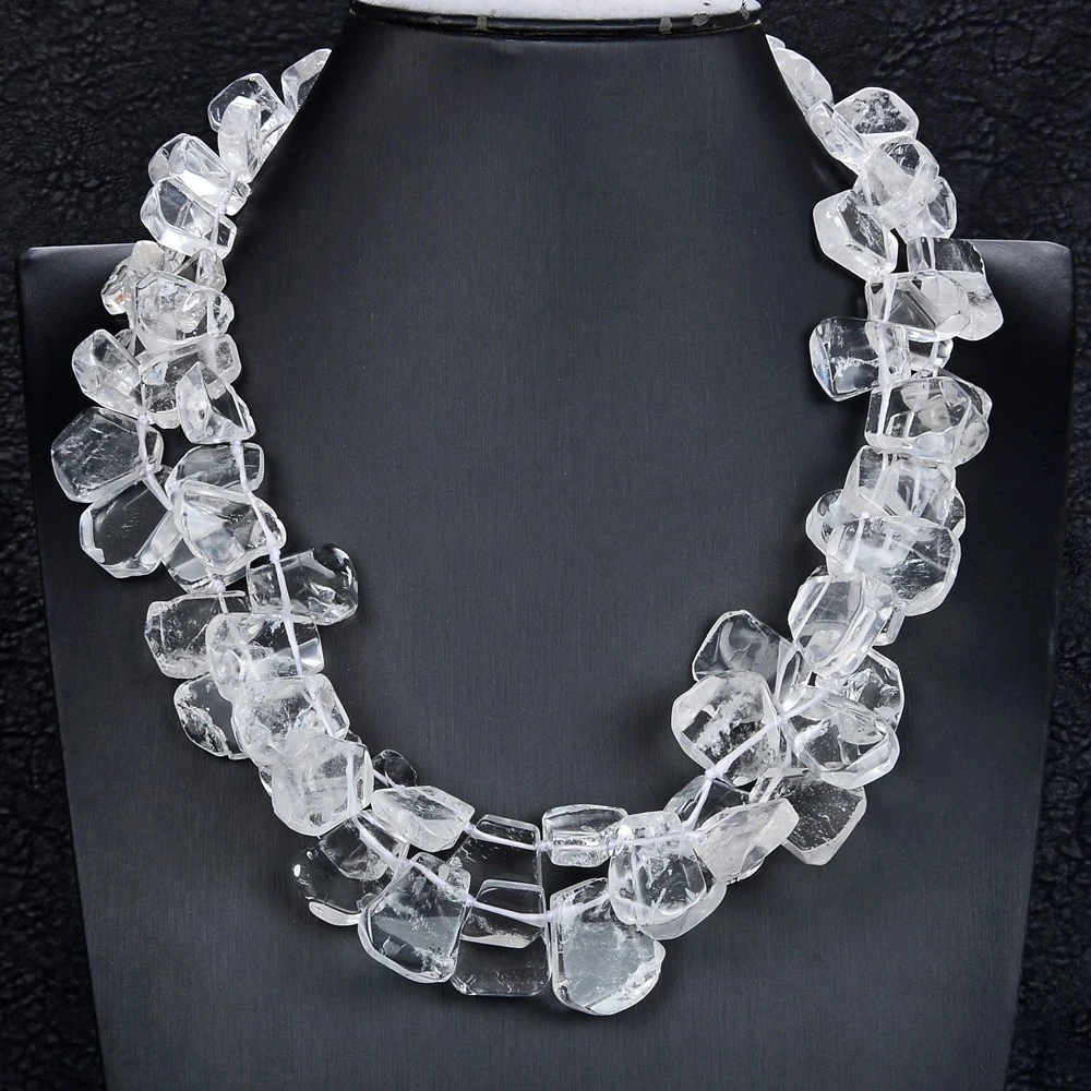 

19"-22" 2 Strands Natural Clear White Quartz Crystal Necklace