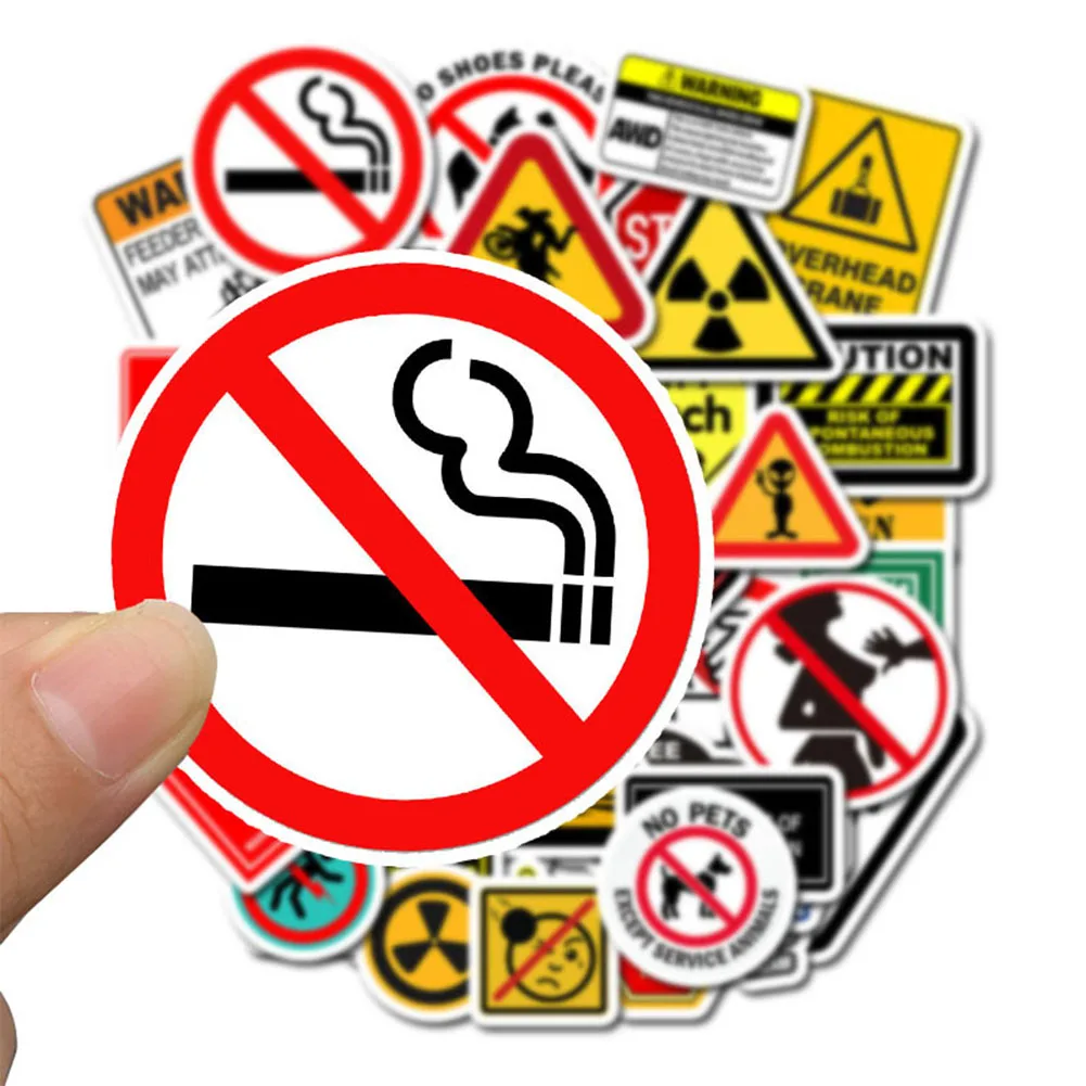 

For 50Pc Warning Stickers Danger Banning Signs Reminder Waterproof Decal Sticker to DIY Laptop Luggage Snowboard Car Motorcycle