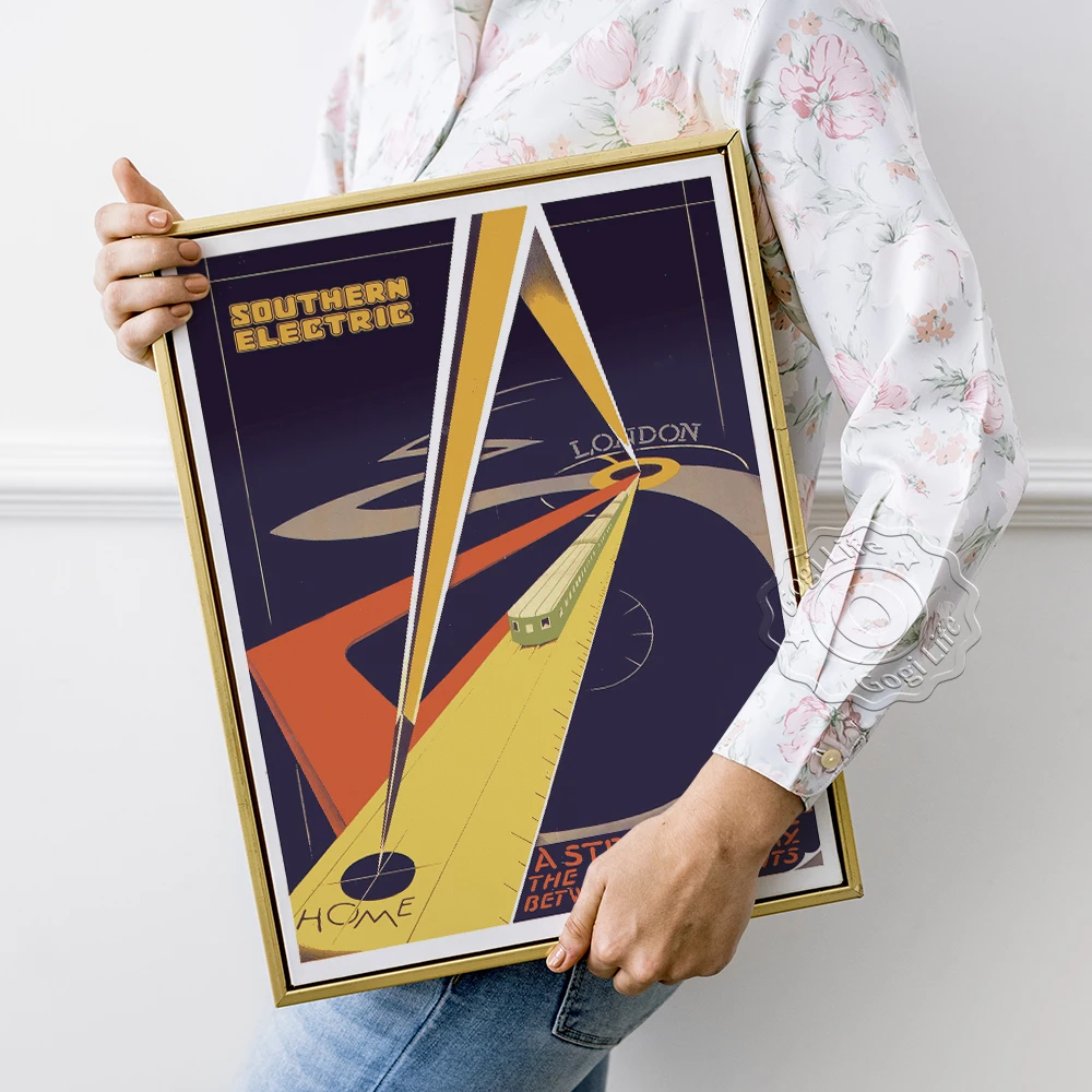 

British Electrification Advertising Design Poster, Southern Electric Railroad Retro Wall Picture, Concise Pattern Wall Stickers