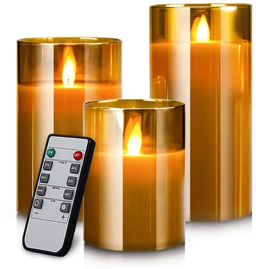 LED Flameless Candle Light Cylindrical Electric Set with Remote Timer for Home Fireplace Halloween Christmas decoration | Лампы и