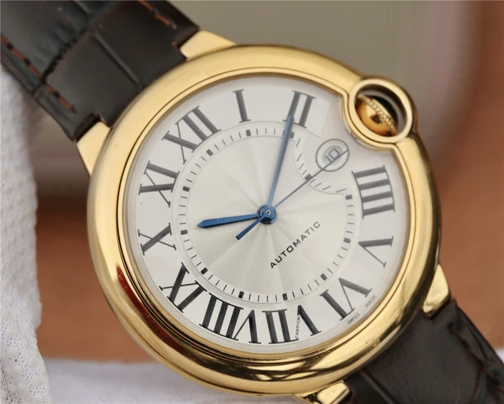 

CR BLUE BALLOON LARGE 42MM MEN'S WATCH LEATHER STRAP AUTOMATIC MECHANICAL MOVEMENT