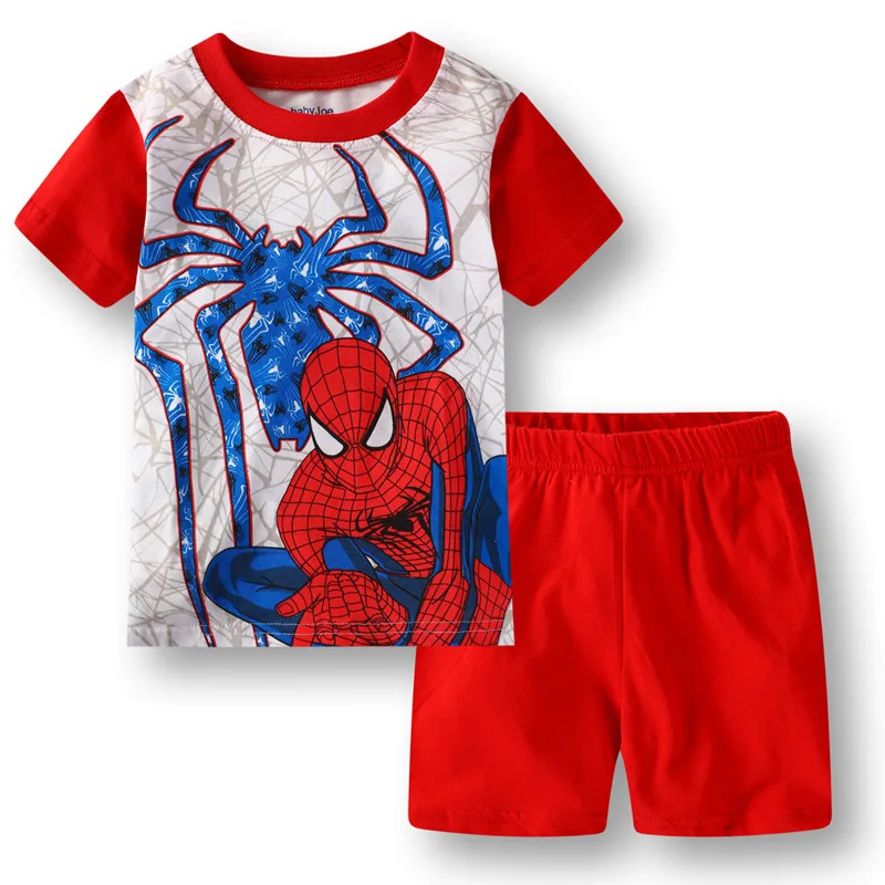 Kids Baby Pajamas Set Summer Cotton Children Short Sleeve Sleepwear Cartoon Spiderman Cars Boys Pyjamas Girl Clothing Nightwears