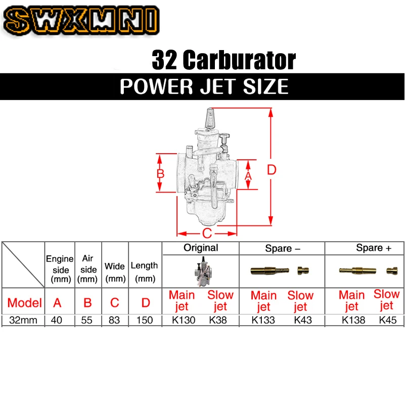 Карбюратор PWK для мотоцикла скутера универсального Mikuni модели 100-300cc UTV ATV с