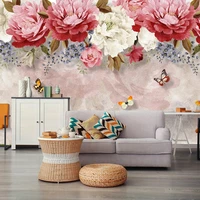 custom 3d hand painted plant flower butterfly pastoral large mural living room bedroom dining room decor wall painting wallpaper