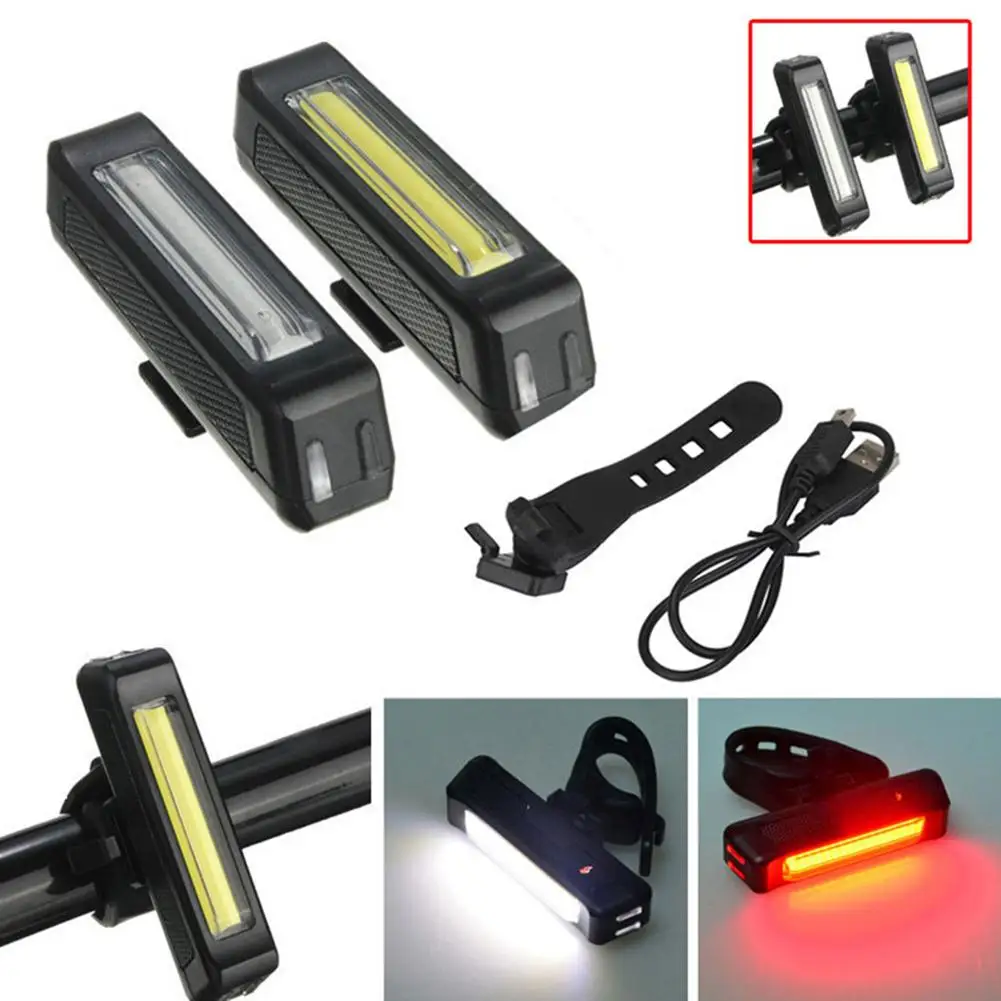 Велосипед Велоспорт светодиодный USB Перезаряжаемые спереди и сзади хвост Предупреждение светильник, новое шикарное