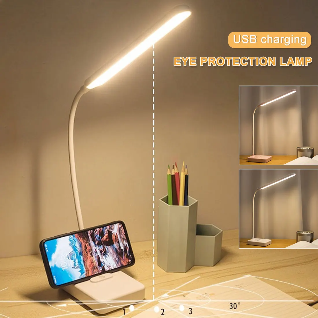 

Table Lamp Usb Charging Desk Lamp Led Eye Protection Dimmable Reading Light Student Study Night Light Touch Switch Folding