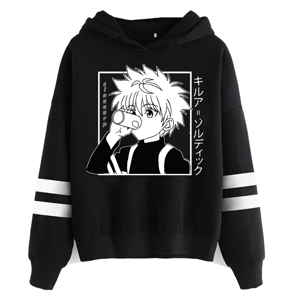 

Толстовка Hunter X Hunter для мужчин и женщин, свитшот с коротким рукавом, полосатая кофта с капюшоном, пуловер, топы