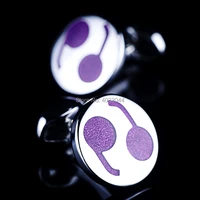purple enamel cufflinks music symbol cuff link for men round shape formal suits button mens gift wedding accessories