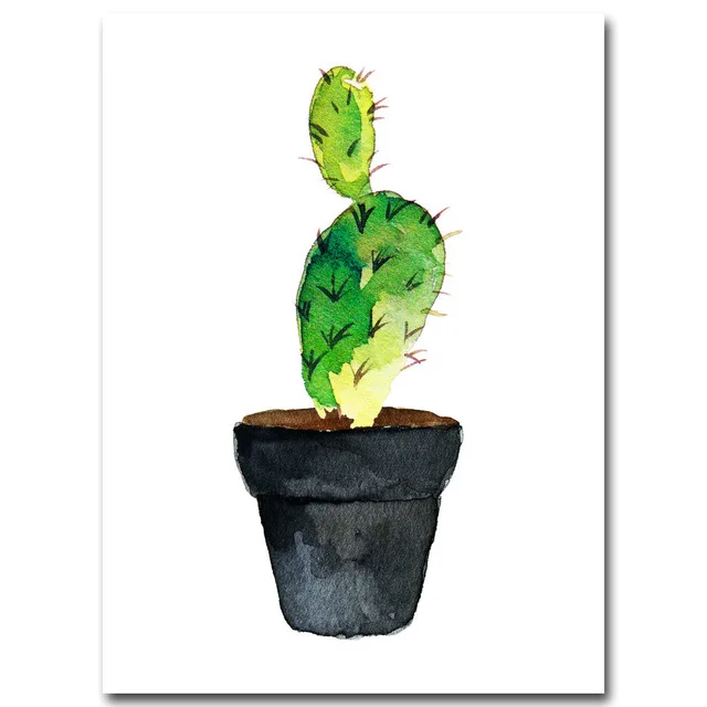Абстрактные акварельные растения кактус цветок плакаты и принты холст живопись