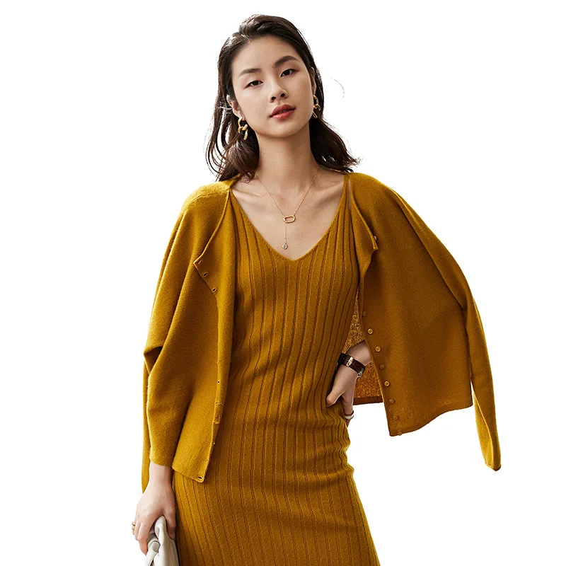 

Normcore 100% Cashmere Single Knit Breasted Sweters for Korean Fashion Vintage Sweater Cardigan Women