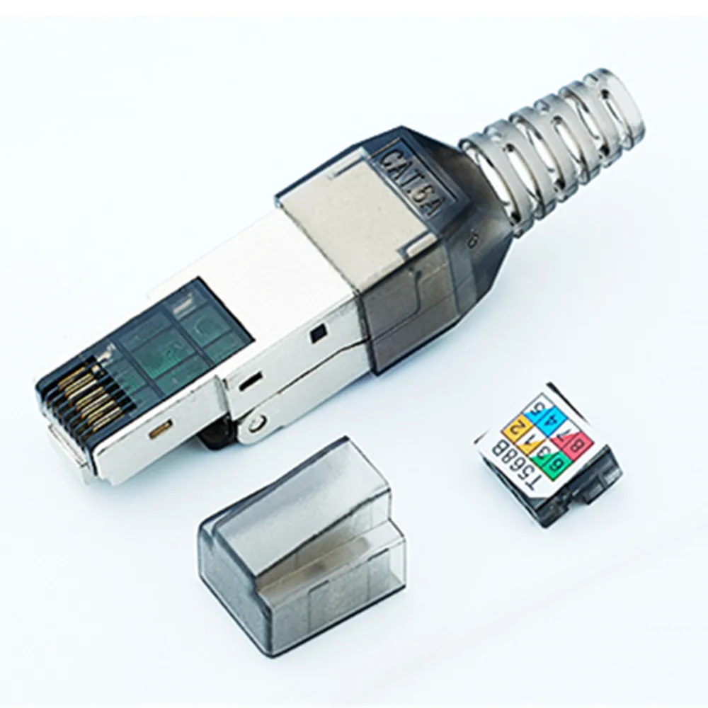 Разъем RJ45 Cat6A Ethernet RJ 45 Cat 6A штекер цинковый сплав металлический экран 8P8C