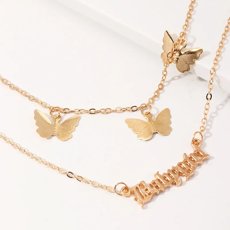 

Butterfly Pendant Necklace For Women Gold Silver Color Chain Choker Necklaces Butterfly Clavicle 2020 Fashion Boho Jewelry