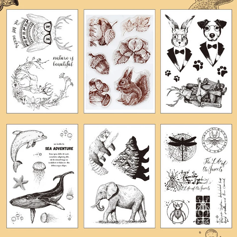 Прозрачные резиновые штампы животные белка шишка Прозрачная силиконовая печать