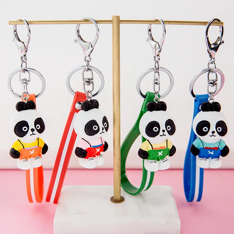 

Random 1pcs Cute Panda Doll Keychain Female Creative Car Key Pendant Couple Lovers Backpack Phone Lanyard Girl Gift Toy