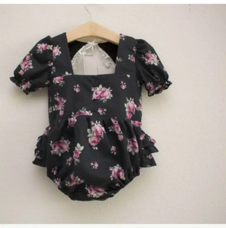 Детский кружевной комбинезон с открытой спиной и цветочным принтом | Мать