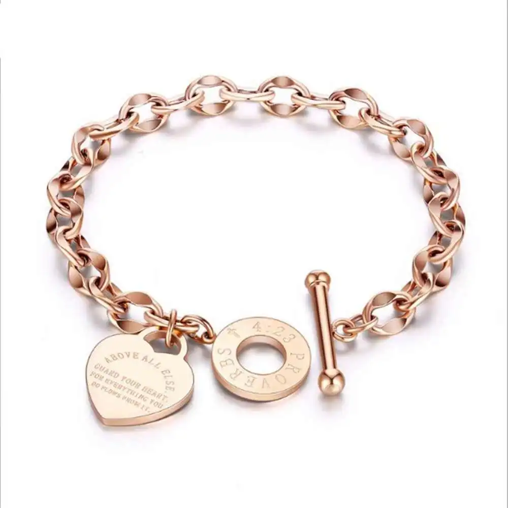 

Women Jewelry Titanium Steel O-chain Lettering couple Bracelet so030