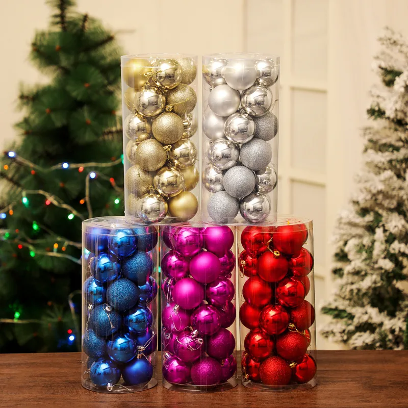 

Рождественские шары 4 см, 6 см, 24 шт., украшения для дома, Рождественская елка, подвесной шар, новый год, рождественские украшения