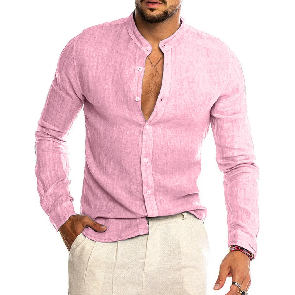 

Мужская Летняя крутая дышащая рубашка из хлопка и льна, Повседневная рубашка для мужчин