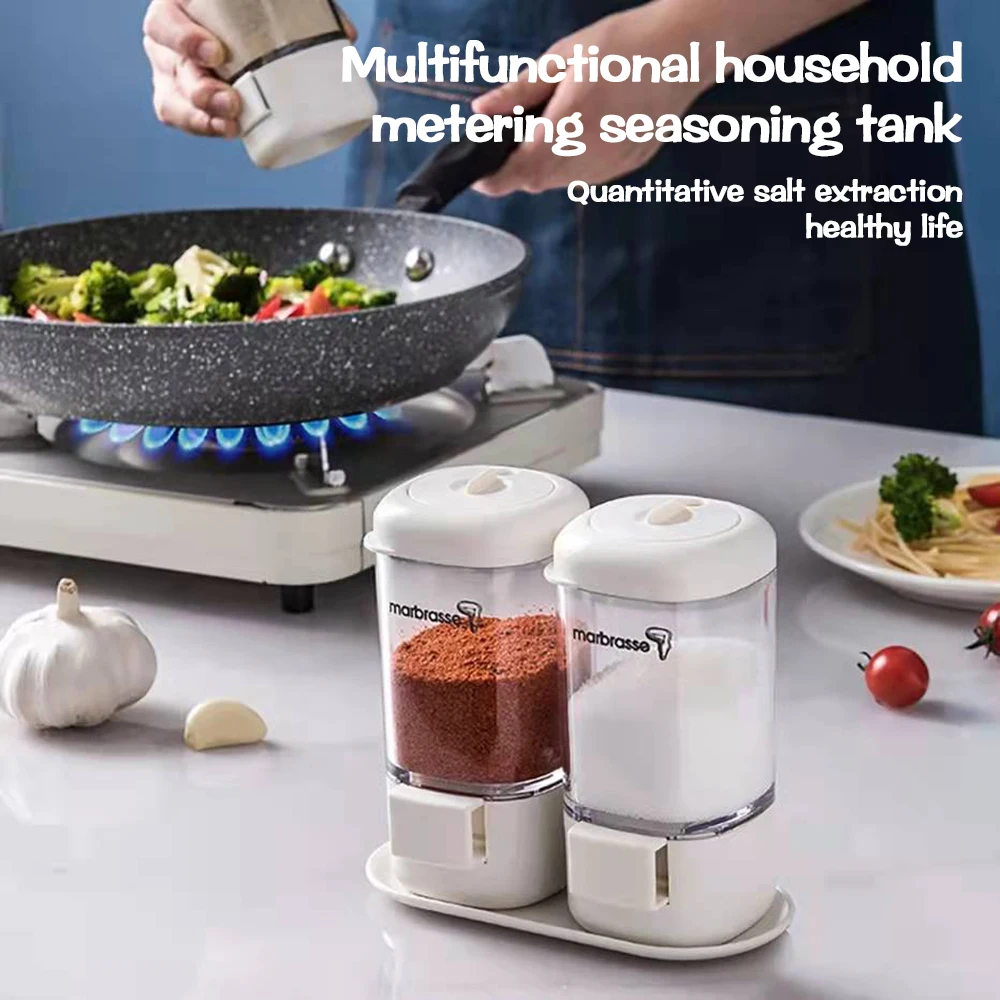 

Push-type Dispenser Seasoning Box Rotary Sealed Salt Shaker Sugar Regulator Pepper Shaker Spice Rack Household Kitchen Gadgets