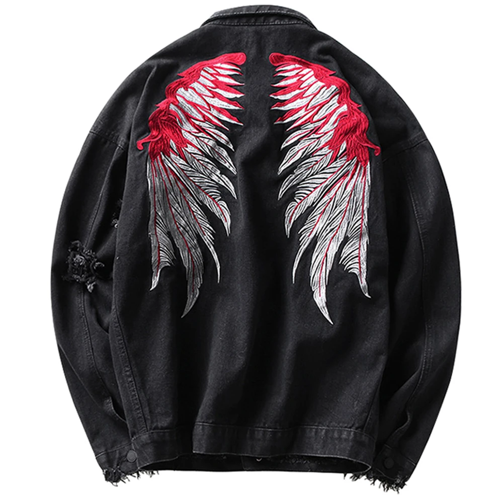 

Wholesale 2022 Teenagers Couple Denim Jacket Men's 2022 New Spring Autumn Korean Loose Social People Wings Embroidery Jacket