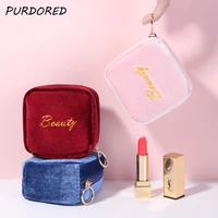 purdored 1 pc women mini lipstick bag soft flannel small cosmetic bag for girl makeup case women travel lipstick organizer