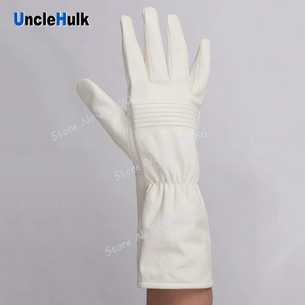 Перчатки из натуральной кожи Super Sentai молочно-Белые для мотоциклистов только один