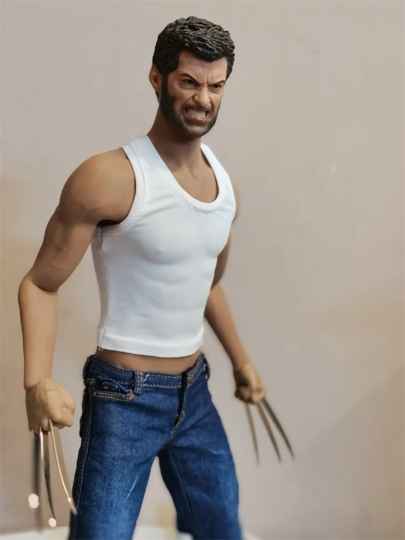 

In Stock For Sale 1/6th Male Hugh Jackman Uncle Wolf Angry Version Head Sculpture For Usual 12inch Doll Action Figures