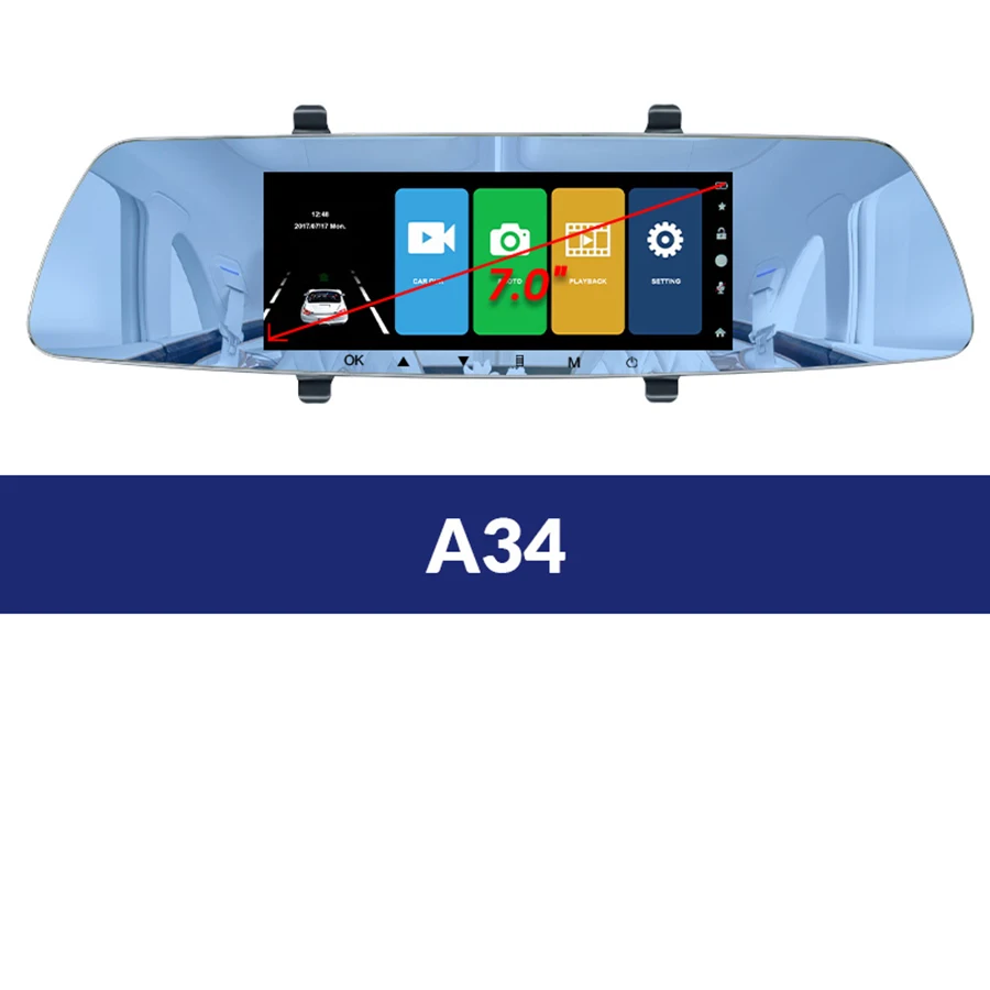 A34 E-ACE Автомобильный видеорегистратор FHD 1080P зеркало заднего вида g-сенсор видеорегистратор ночного видения видеорегистратор Двойной объектив Автомобильная камера с объективом заднего вида - Название цвета: A34