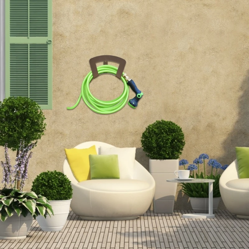 

Garden Hose Holder Metal Wall Mount Hose Hanger Heavy Duty Hose Organizer Waterproof and Anti-Rust Decorative Durable
